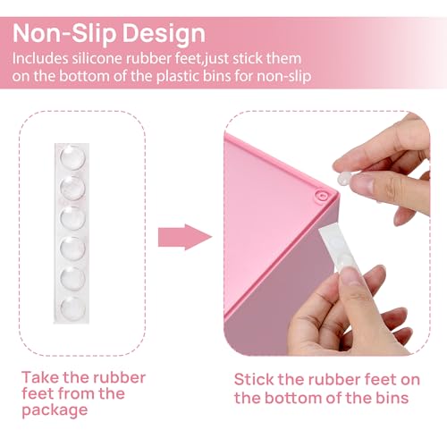 Vtopmart 4 Pack Small Clear Stackable Storage Drawers, Pink | Bathroom Makeup Accessories Organizer, Plastic Bins For Desk, Vanity, Undersink, Medicine Cabinet ,Home Organization - style: 4pack-Pink