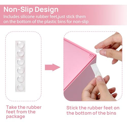 Vtopmart 4 Pack Small Clear Stackable Storage Drawers, Pink | Bathroom Makeup Accessories Organizer, Plastic Bins For Desk, Vanity, Undersink, Medicine Cabinet ,Home Organization - style: 4pack-Pink