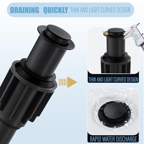 Pop Up Sink Drain Without Overflow, Bathroom Sink Drain Vessel Sink Stopper Pop Up Sink Drain Stopper, Pop Up Drain for Bathroom Sink Drain Strainer for Hair Catcher, Matte Black - color: Matte Black, style: Without Overflow