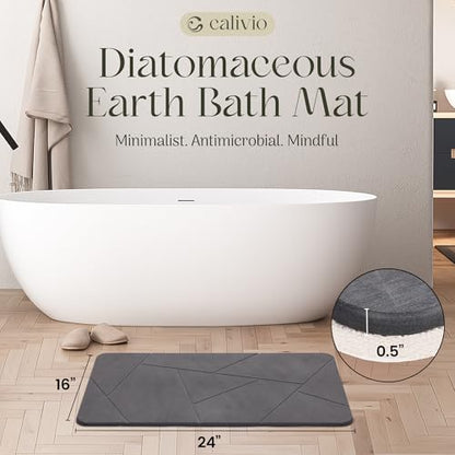 Quick Dry Shower Stone Bath Mat, Super Absorbent & Non-Slip 24 x 16 Inch Diatomaceous Earth Mat, Durable & Easy to Clean Diatomite Bath Mat for Bathroom Floor/Kitchen (River Silt) - color: River Silt