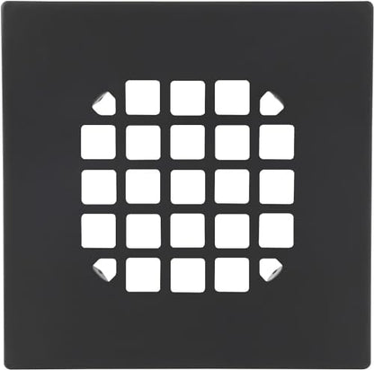4-1/4” Square Snap-in Matte Black Shower Drain - Stainless Steel Replacement - 4.25 inch Durable Floor Cover -Snap-in - Easy Installation Universal Grate Strainer - color: Black