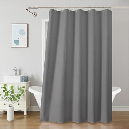 2-in-1 Waterproof Fabric Shower Curtain - No Separate Liner Needed, Hotel-Style Waffle Weave, Effortless Cleaning & Washable Bathroom Shower Curtain Set,60Wx84H,Grey - color: Grey, size: 60"W x 84"L (Pack of 1)