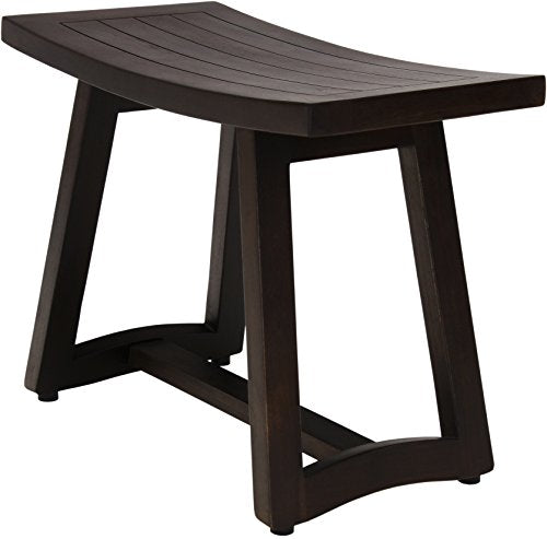 (Fully Assembled) AquaTeak Patented 24" Asia Buru Mocha Teak Shower Bench | Durable, Water-Resistant Teak, Shower Chair & Shaving Foot Rest, Indoor/Outdoor Use - size: B. Bench Fully Assembled