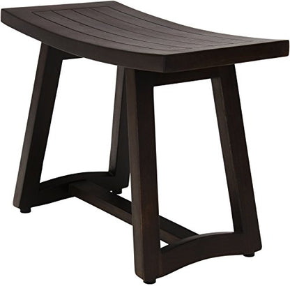 (Fully Assembled) AquaTeak Patented 24" Asia Buru Mocha Teak Shower Bench | Durable, Water-Resistant Teak, Shower Chair & Shaving Foot Rest, Indoor/Outdoor Use - size: B. Bench Fully Assembled