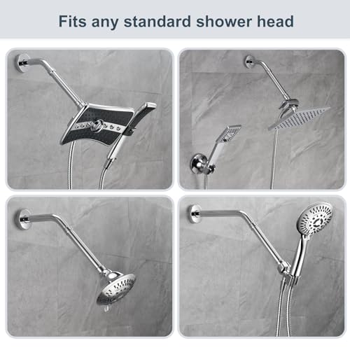 BRIGHT SHOWERS Shower Arm Extender for Rain and Handheld Shower Head, 6 Inch Shower Head Extension Arm, Shower Pipe Extension for Extending or Lowering Showerhead, Chrome - color: Chrome, style: 6 Inch Extension