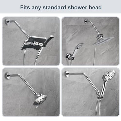 BRIGHT SHOWERS Shower Arm Extender for Rain and Handheld Shower Head, 6 Inch Shower Head Extension Arm, Shower Pipe Extension for Extending or Lowering Showerhead, Chrome - color: Chrome, style: 6 Inch Extension