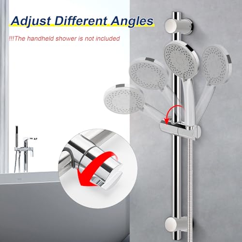 NearMoon Shower Slide Bar with Height/Angle Adjustable Handheld Shower Holder, Bathroom SUS 304 Stainless Steel Shower Head Holder for Bath (Screw Mounted, Chrome Finish) - color: Chrome Finish, style: Screw Mounted