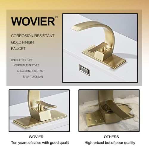 Shiny Polished Gold Bathroom Sink Faucet, Unique Design and Pop Up Drain - color: Shiny Polished Gold