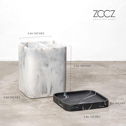 Toothbrush Holder, Countertop Marble Look Electric Toothbrush Toothpaste Makeup Brush Razor Holder Stand Bathroom Organizer with Detachable Tray - color: 2. White Marble