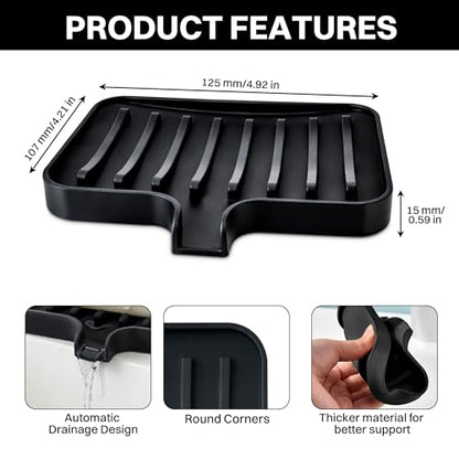 Matte Black Soap Tray- Soap Holder for Shower, Suction soap Holder, Self draining soap Dish for Shower, Black soap Dish, Saop Tray for Bathroom Sink