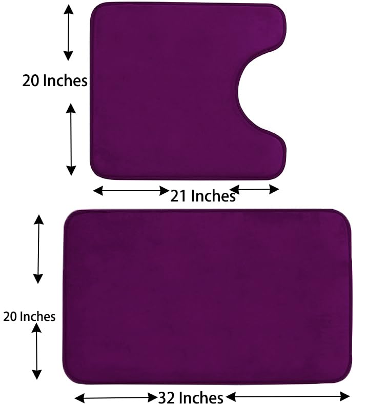 Madeals Memory Foam Bathroom Toilet Rug Set 4 Piece with Toilet Lid Cover and Tank Covers Teal Purple - color: Purple