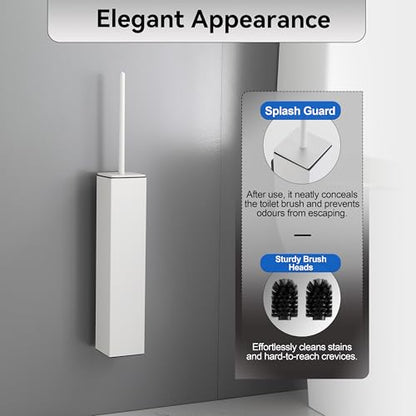 White Toilet Brush with Holder,Durable Cleaning Toilet Bowl Brushes with Holders - color: White