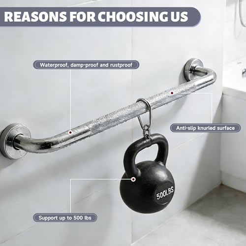 36 Inch Shower Grab Bar 1.25" Dia,Brushed Nickel Anti Slip Bathroom Grab Bar, 304 Stainless Steel Knurled Handicap Grab Bars, Safety Support Handrail, Bath Shower Handle for Elderly Injury Senior