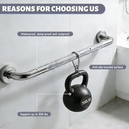 36 Inch Shower Grab Bar 1.25" Dia,Brushed Nickel Anti Slip Bathroom Grab Bar, 304 Stainless Steel Knurled Handicap Grab Bars, Safety Support Handrail, Bath Shower Handle for Elderly Injury Senior