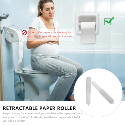 Homoyoyo White Toilet Paper Holder Spring Loaded Toilet Paper Rod Plastic Roller Replacement Rod for Homeowners, Maintenance Staff for Hotel/Home/Office Bathroom Renovation, Recessed Holder 5.7Inch