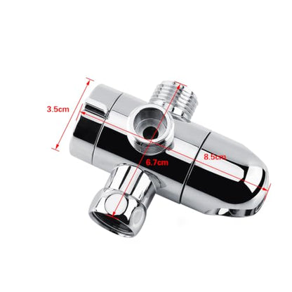 3 Way Shower Diverter Valve, 1/2 In IPS Metal Shower Head Splitter | Shower Holder, Dual External Male Threaded Ports, Switchable Water Outlets, for Standard Household Shower System