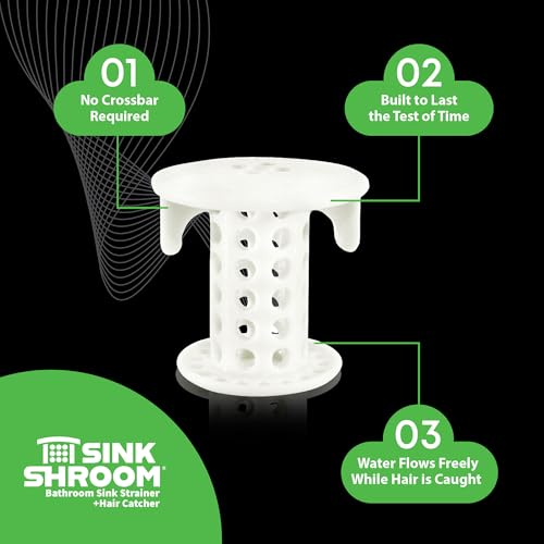 SinkShroom The Revolutionary Sink Drain Protector Hair Catcher/Strainer/Snare, White - color: White