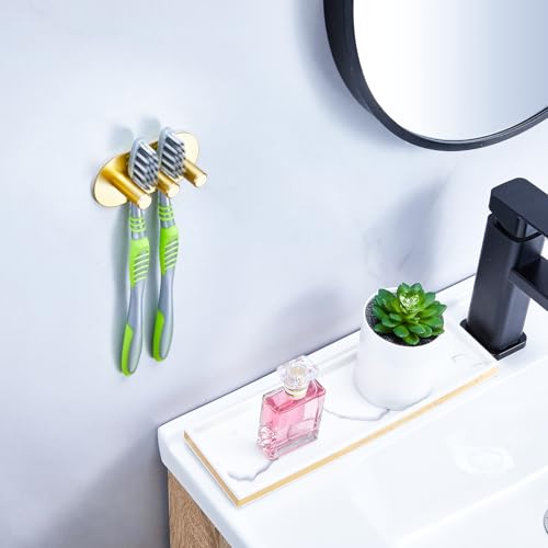 Electric Toothbrush Head Holder, Toothbrush Holders Wall Mounted, Adhesive Tooth Brush Head Holder Organiser, Electric Toothbrushs Holder, Shower Tooth Brushing Holder (Gold, Small) - color: Gold, size: Small