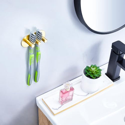 Electric Toothbrush Head Holder, Toothbrush Holders Wall Mounted, Adhesive Tooth Brush Head Holder Organiser, Electric Toothbrushs Holder, Shower Tooth Brushing Holder (Gold, Small) - color: Gold, size: Small