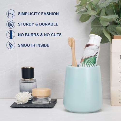 Bathroom Tumbler Cup Ceramic 2Pcs 13.5oz Reusable Toothbrush Cup 400ml,Toothbrush Holder Adequate for Your Bathroom (Cyan) - color: Cyan, size: 2pcs