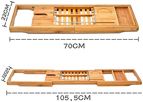 Top hacker Bamboo Bathtub Caddy Tray Foldable Bathtub Tray Expandable Luxurious Bathtub Tray with Mirror and Mobile Phone Holder, Tablet Computer, Red Wine, Soap Box (Color : Standard)