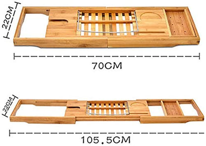 Top hacker Bamboo Bathtub Caddy Tray Foldable Bathtub Tray Expandable Luxurious Bathtub Tray with Mirror and Mobile Phone Holder, Tablet Computer, Red Wine, Soap Box (Color : Standard)