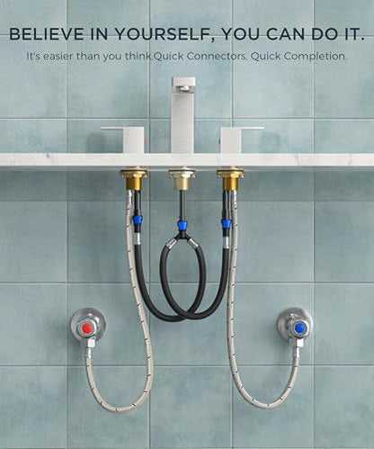 QFN Bathroom Faucet 3 Hole 8 Inch Widespread for Vanity Sink Brushed Nickel | Two Handles Bathroom Sink Faucet Lead-Free Square Design with Supply Lines, 4-12 Inch 3 Hole Install, for RV Vanity Laundry - color: Brushed Nickel, style: Square