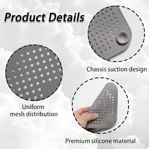 3 Pcs Multi-Color Silicone Drain Hair Catchers, Sink Cover Shower Accessory Flat Hair Catcher, Suction Cups Stopper for Bathroom/Kitchen/Homeowners