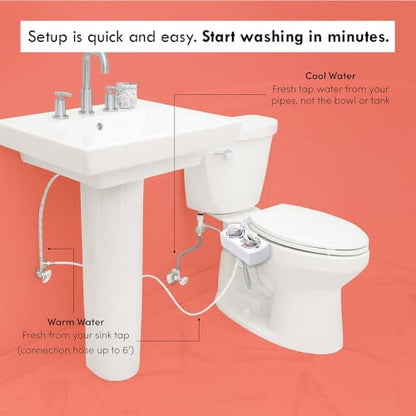 BUTT BUDDY Spa - Bidet Toilet Seat Attachment & Fresh Water Sprayer (Cool & Warm Temperature Control | Easy Setup, Universal Fit, Non-Electric | Dual-Nozzle Cleaning, Adjustable Pressure, Female Wash)