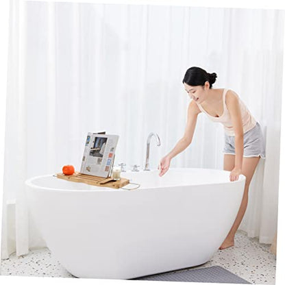 1pcs Multifunctional Bathtub Storage Rack Expandable Bamboo Tray for Tub Adjustable Non-Slip Organizer Book Stand and Wine Holder for Relaxing Bath