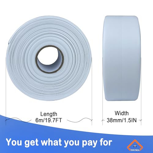 TOUSEA White 1.5" x19.7ft Peel and Stick Caulk Tape for Toilet, Tub, Sink | White or Clear Sealing Tape for Toilet, Tub, Sink, Bath Peel and Stick Backsplash - Renter Friendly, Easy Install - style: White-1.5IN-19.7FT-A