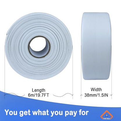 TOUSEA White 1.5" x19.7ft Peel and Stick Caulk Tape for Toilet, Tub, Sink | White or Clear Sealing Tape for Toilet, Tub, Sink, Bath Peel and Stick Backsplash - Renter Friendly, Easy Install - style: White-1.5IN-19.7FT-A