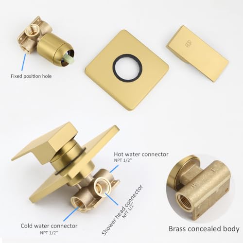 Shower Faucet Set Brushed Gold Bathroom Rainfall 8 Inch Shower Head System, Single Handle Shower Trim Kit with Rough-in Valve - color: Brushed Gold, size: 8 Inch (Wall Mount)