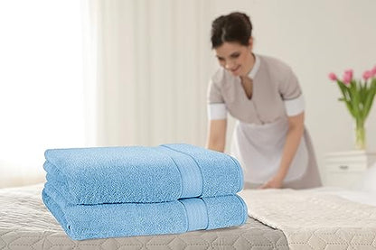 GLAMBURG 700 GSM Premium Cotton 2-Pack Oversized Extra Large Bath Sheet Set - 100% Combed Cotton - 2 Bath Sheets 35x70 - Luxury Hotel & Spa Quality - Durable Ultra Soft Highly Absorbent - Sky Blue - color: Sky Blue, size: 2 Pack 700 GSM Bathsheet