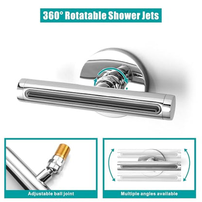 SKOWLL Waterfall Shower Adjustable, Wall Mount Modern Rainfall Waterfall Shower Head Set, Polished Chrome Waterfall Showerhead Jet, High Pressure Shower Body Spray Jets - color: Polished Chrome