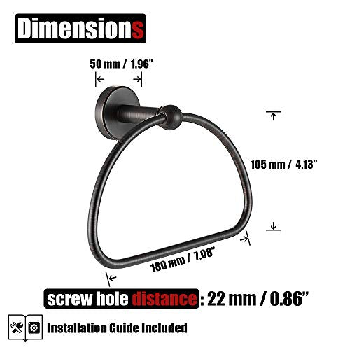 JQK Towel Ring Oil Rubbed Bronze, Stainless Steel Half Ring Towel Holder for Bathroom, 7 Inch ORB Wall Mount, TR160-ORB - color: Oil Rubbed Bronze