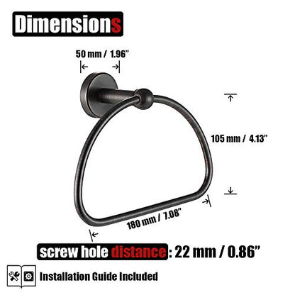 JQK Towel Ring Oil Rubbed Bronze, Stainless Steel Half Ring Towel Holder for Bathroom, 7 Inch ORB Wall Mount, TR160-ORB - color: Oil Rubbed Bronze