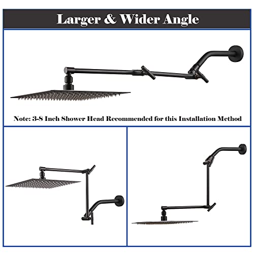 Oil Rubbed Bronze Shower Arm Extension - 13'' Height & Range Adjustable, Locking Nuts, Universal Connector for Rain & Handheld Showers - color: Oil Rubbed Bronze