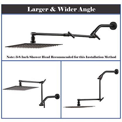 Oil Rubbed Bronze Shower Arm Extension - 13'' Height & Range Adjustable, Locking Nuts, Universal Connector for Rain & Handheld Showers - color: Oil Rubbed Bronze