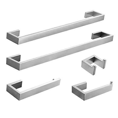 Fapully 5 Piece Bathroom Hardware Set Stainless Steel Bathroom Accessories | Brushed Nickel | SUS304 Stainless Steel | Wall Mounted - color: Brushed Nickel, style: 5 Piece