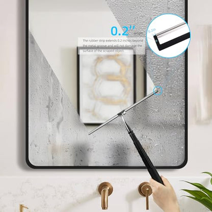 Toncoke 2 in 1 Window Squeegee, Shower Squeegee Window Cleaning Kit with Extension Pole Long Handle Squeegee for Shower Glass Floor Bathroom Home Outdoor, 12 inch Wide, Black