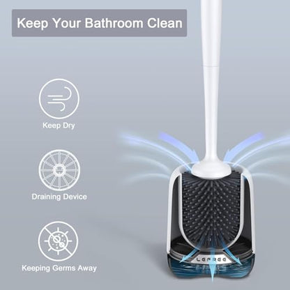 Toilet Brush Set with Ventilated Holder - 3 Packs, Silicone Toilet Bowl Brush - Floor Standing & Wall Mounted Scrubber - color: Black, size: 3 Pack