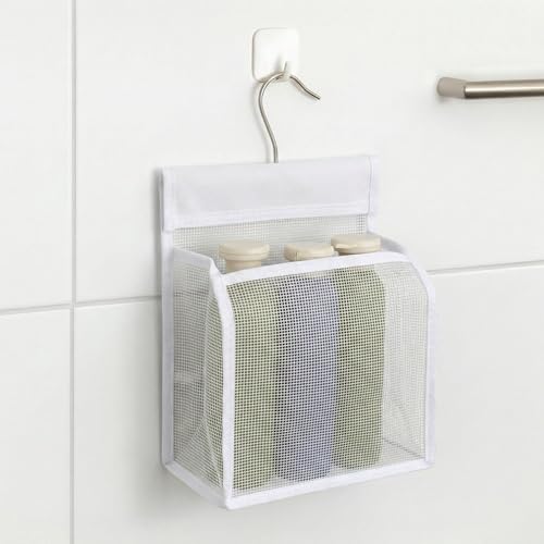 Mesh Shower Caddy Hanging, Hanging Mesh Shower Caddy Organizer, Portable Bathroom Storage Bag With Rotatable Hook For Dorm, Gym, Travel, RV And Swimming
