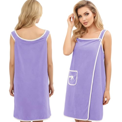 Unisex Bath Towel, Wearable After Bath Towel Set, Wearable Quick Dry Shower Gym Towel(53" x 31", Light Purple) - color: Light Purple, size: S(135X80CM)