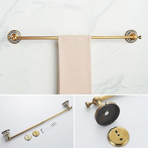 Antique Bronze Bathroom Hardware Set,Adjustable Towel Rack, Toilet Roll Paper Holder,Hand Towel Holder,Hook, Bathroom Accessories Set Wall Mounted,Porcelain Design - color: 4-piece Set