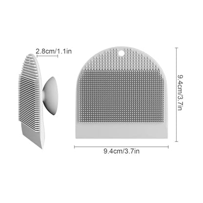 Sink Scrub Brush - Flexible Non Scratch Silicone Scrubber, Suction Cup Cleaning Tool, Built in Squeegee Cleaner | Scrubbing Brush for Bathroom Shower Glass Countertops - color: Gray