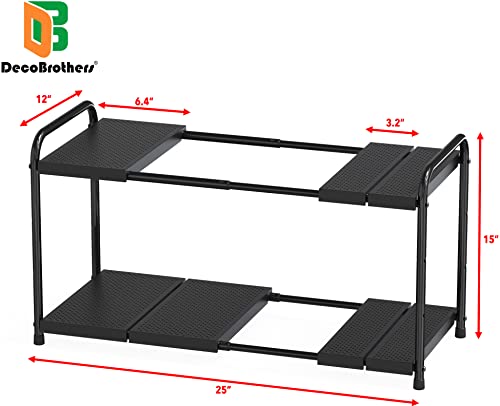 Deco Brothers Under Sink 2 Tier Expandable Shelf Organizer, Black - color: Black