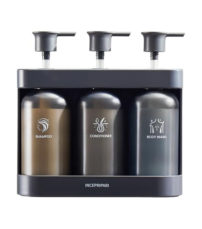 Shampoo Dispense for Shower, Shower Soap Dispenser Wall Mounted, Shower Dispenser 3 Chamber No Drill, Shampoo and Conditioner Dispenser for Bathroom Hotel, Shower Shampoo Dispenser 3 Chamber, Black - color: Black
