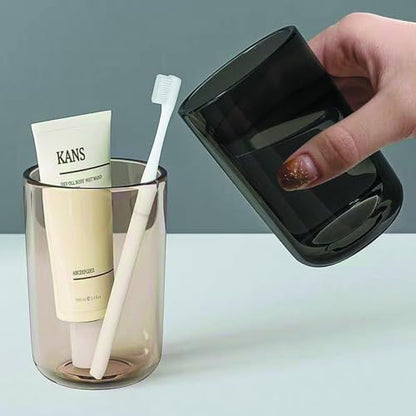 Translucent cup(Set of 2) - Reusable Drinking Glasses - Dishwasher Safe Tumbler - Toothbrush Organizer - Bathroom Tumbler Cup (Black & Teal)