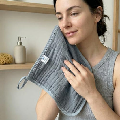 Muslin Burp Cloths 100% Baby Washcloths Cotton Soft and Absorbent Baby Wash Cloths Spit Up Burp Rags - Baby Burping Cloth for Boy Girl Registry Search - color: Blue-10pack-binding